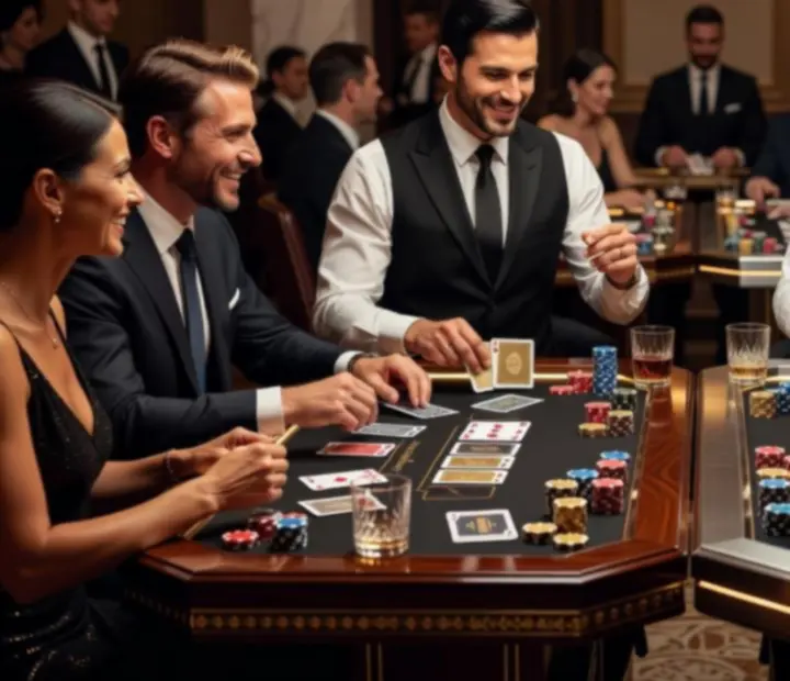 Eleganckie stanowiska do gier kasynowych przygotowane na event firmowy