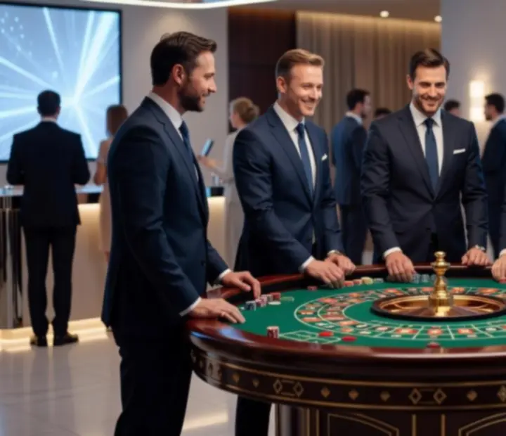 Korporacyjny event przy eleganckim stole ruletki