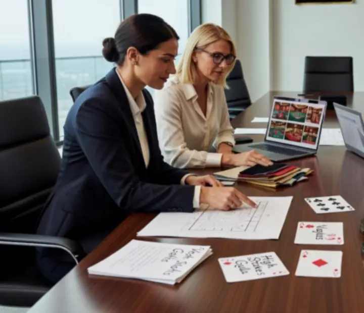 Kreatywny zespół eventowy planujący korporacyjny event kasynowy