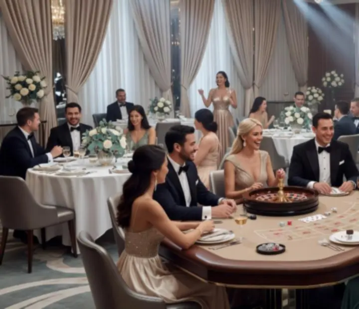 Luksusowa produkcja eventowa Strefaloriva z oświetleniem sceny i elegancką oprawą kasynową